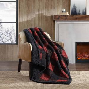 imageEddie Bauer  Blanket Super Soft Reversible Sherpa ampamp Brushed Fleece Bedding Throw Blankets for Couch Ideal for Lounging Bunkhouse Plaid GreyRedBlack