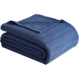 imageEddie Bauer  Twin Blanket Premium Cotton Variegated Weave Bedding Striped Home Decor OekoTex Certified Variegated Weave Stripe Green TwinBlue
