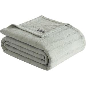 imageEddie Bauer  Twin Blanket Premium Cotton Variegated Weave Bedding Striped Home Decor OekoTex Certified Variegated Weave Stripe Green TwinGreen