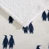 imageEddie Bauer  Throw Blanket Reversible Sherpa Fleece Bedding Home Decor for All Seasons New Castle Red ThrowEmperor Penguin Navy Blue
