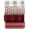 imageEddie Bauer  Throw Blanket Reversible Sherpa Fleece Bedding Home Decor for All Seasons New Castle Red ThrowFair Isle RedBlack