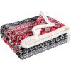 imageEddie Bauer  Throw Blanket Reversible Sherpa Fleece Bedding Home Decor for All Seasons New Castle Red ThrowFair Isle RedBlack