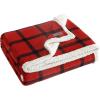 imageEddie Bauer  Throw Blanket Reversible Sherpa Fleece Bedding Home Decor for All Seasons New Castle Red ThrowRedBlack