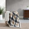 imageEddie Bauer  Throw Blanket Reversible Sherpa Fleece Bedding Home Decor for All Seasons New Castle Red ThrowRugged Plaid Beige