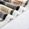 imageEddie Bauer  Throw Blanket Reversible Sherpa Fleece Bedding Home Decor for All Seasons New Castle Red ThrowRugged Plaid Beige