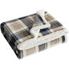 imageEddie Bauer  Throw Blanket Reversible Sherpa Fleece Bedding Home Decor for All Seasons New Castle Red ThrowRugged Plaid Beige