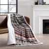 imageEddie Bauer  Throw Blanket Reversible Sherpa Fleece Bedding Home Decor for All Seasons New Castle Red ThrowSycamore RedCharcoalWhite