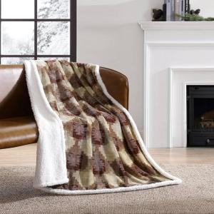 imageEddie Bauer  Throw Blanket Reversible Sherpa Fleece Bedding Home Decor for All Seasons New Castle Red ThrowCopper Creek Brown