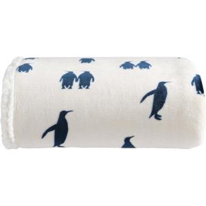 imageEddie Bauer  Throw Blanket Reversible Sherpa Fleece Bedding Home Decor for All Seasons New Castle Red ThrowEmperor Penguin Navy Blue