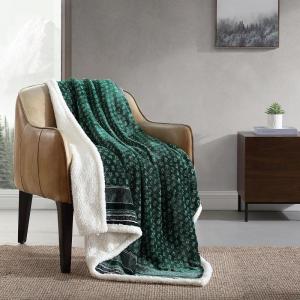 imageEddie Bauer  Throw Blanket Reversible Sherpa Fleece Bedding Home Decor for All Seasons New Castle Red ThrowFair Isle Green