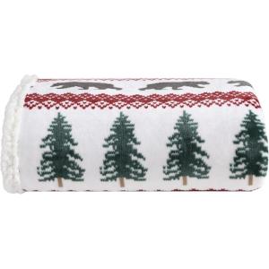imageEddie Bauer  Throw Blanket Reversible Sherpa Fleece Bedding Home Decor for All Seasons New Castle Red ThrowGrizzly Peak RedWhiteGreen