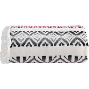 imageEddie Bauer  Throw Blanket Reversible Sherpa Fleece Bedding Home Decor for All Seasons New Castle Red ThrowMountain Village RedNavyGrey
