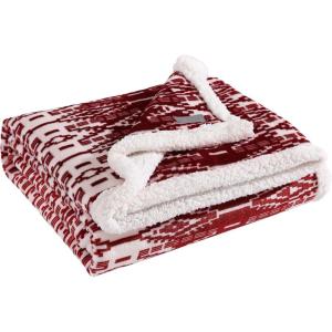 imageEddie Bauer  Throw Blanket Reversible Sherpa Fleece Bedding Home Decor for All Seasons New Castle Red ThrowSan Juan Red ClayWhite