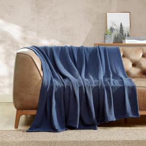 imageEddie Bauer  Twin Blanket Lightweight Cotton Bedding Home Decor for All Seasons Herringbone OffWhite TwinNavy