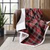 imageEddie Bauer  Throw Blanket Cotton Flannel Home Decor All Season Reversible Sherpa Bedding Pine Tartan ThrowMountain Tartan RedBlackGold