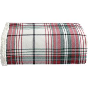 imageEddie Bauer  Throw Blanket Cotton Flannel Home Decor All Season Reversible Sherpa Bedding Pine Tartan ThrowMontlake Plaid Red