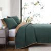 imageEddie Bauer  FullQueen Quilt Set Super Soft Reversible Bedding with Matching Shams Bedding Set Solid Washed Green FullQueenSolid Washed Green