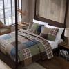 imageEddie Bauer  Queen Quilt Set Reversible Cotton Bedding with Matching Shams Patchwork Home Decor with Plaid Reverse Cozy Plaid Patchwork BlueGreen QueenClassic Patchwork Green