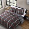 imageEddie Bauer  Twin Duvet Cover Reversible Bedding Set with Matching Shams Cozy Home Decor Astoria Plaid Red TwinGrey