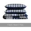 imageEddie Bauer  Twin Quilt Set Reversible Cotton Bedding with Matching Sham Lightweight Home Decor for All Seasons Blue Creek Navy Twin