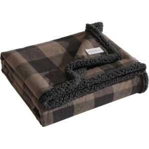 imageEddie Bauer  Blanket Super Soft Reversible Sherpa ampamp Brushed Fleece Bedding Throw Blankets for Couch Ideal for Lounging Cabin Plaid BrownBrownBlack