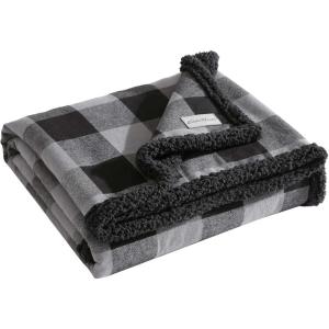 imageEddie Bauer  Blanket Super Soft Reversible Sherpa ampamp Brushed Fleece Bedding Throw Blankets for Couch Ideal for Lounging Cabin Plaid BrownGreyBlack
