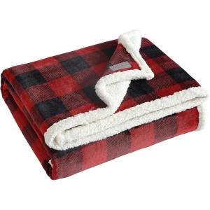 imageEddie Bauer  Blanket Super Soft Reversible Sherpa ampamp Brushed Fleece Bedding Throw Blankets for Couch Ideal for Lounging Cabin Plaid BrownRed Check