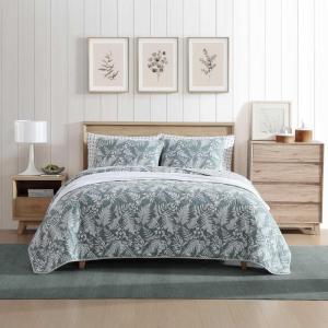 imageEddie Bauer  Queen Quilt Set Cotton Reversible Bedding with Matching Shams Lightweight Home Decor for All Seasons Salmon Ladder Multi QueenFern Garden Green
