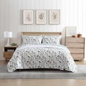 imageEddie Bauer  Queen Quilt Set Cotton Reversible Bedding with Matching Shams Lightweight Home Decor for All Seasons Salmon Ladder Multi QueenFlower Field Green