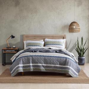 imageEddie Bauer  Queen Quilt Set Cotton Reversible Bedding with Matching Shams Lightweight Home Decor for All Seasons Salmon Ladder Multi QueenSalmon Ladder Beige