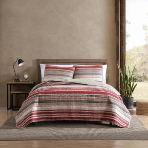 imageEddie Bauer  Queen Quilt Set Cotton Reversible Bedding with Matching Shams Lightweight Home Decor for All Seasons Salmon Ladder Multi QueenYakima Red