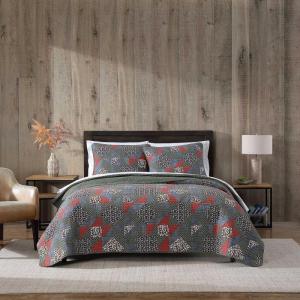 imageEddie Bauer  Queen Quilt Set Reversible Cotton Bedding with Matching Shams Patchwork Home Decor with Plaid Reverse Cozy Plaid Patchwork BlueGreen QueenBlock Patchwork Green