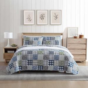 imageEddie Bauer  Queen Quilt Set Reversible Cotton Bedding with Matching Shams Patchwork Home Decor with Plaid Reverse Cozy Plaid Patchwork BlueGreen QueenCozy Plaid Patchwork BlueGreen