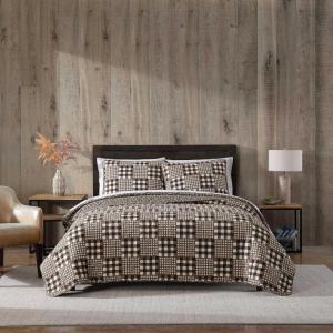 imageEddie Bauer  Queen Quilt Set Reversible Cotton Bedding with Matching Shams Patchwork Home Decor with Plaid Reverse Cozy Plaid Patchwork BlueGreen QueenGingham Patchwork Brown