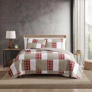 imageEddie Bauer  Twin Quilt Set Reversible Cotton Bedding with Matching Sham Home Decor for All Seasons Camano Island Red TwinCamano Island Red