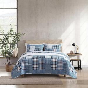 imageEddie Bauer  Twin Quilt Set Reversible Cotton Bedding with Matching Sham Home Decor for All Seasons Camano Island Red TwinHawthorne Blue