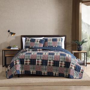 imageEddie Bauer  Twin Quilt Set Reversible Cotton Bedding with Matching Sham Home Decor for All Seasons Camano Island Red TwinMadrona NavyRed