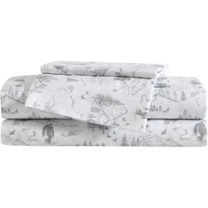 imageEddie Bauer Kids  Twin Sheets Stain Resistant Kids Bedding Ideal for Toddler Bedding Set Stripes Game Blue TwinBig Foot Hiking White
