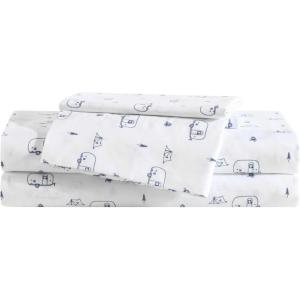 imageEddie Bauer Kids  Twin Sheets Stain Resistant Kids Bedding Ideal for Toddler Bedding Set Stripes Game Blue TwinTravel Trailer Blue