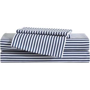 imageEddie Bauer Kids  Twin Sheets Stain Resistant Kids Bedding Ideal for Toddler Bedding Set Stripes Game Blue TwinVivid Stripe Blue