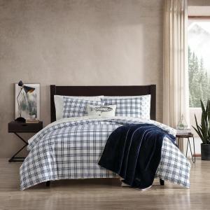 imageEddie Bauer Twin Duvet Cover Set Cotton Bedding Set with Matching Shams Casual Home Dcor Basic Plaid Navy TwinBasic Plaid Navy