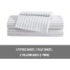 imageEddie Bauer  Twin Sheet Set Cotton Percale Bedding Set Crisp ampamp Cool Home Decor Dorm Room Essentials Animal Tracks White TwinEssential Stripe White