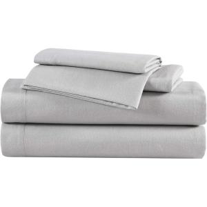 imageEddie Bauer  Queen Sheets Cotton Flannel Bedding Set Brushed for Extra Softness Cozy Home Decor Green QueenGrey