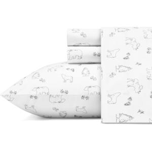 imageEddie Bauer  Twin Sheet Set Cotton Percale Bedding Set Crisp ampamp Cool Home Decor Dorm Room Essentials Animal Tracks White TwinAnimal Tracks WhiteBlack