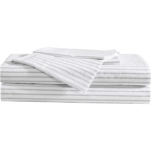 imageEddie Bauer  Twin Sheet Set Cotton Percale Bedding Set Crisp ampamp Cool Home Decor Dorm Room Essentials Animal Tracks White TwinArden Stripe Grey
