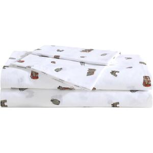imageEddie Bauer  Twin Sheet Set Cotton Percale Bedding Set Crisp ampamp Cool Home Decor Dorm Room Essentials Animal Tracks White TwinBuddy Camping Allover White