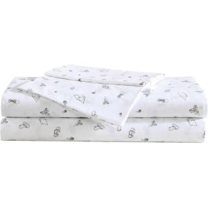 imageEddie Bauer  Twin Sheet Set Cotton Percale Bedding Set Crisp ampamp Cool Home Decor Dorm Room Essentials Animal Tracks White TwinCamp Green