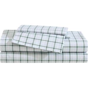 imageEddie Bauer  Twin Sheet Set Cotton Percale Bedding Set Crisp ampamp Cool Home Decor Dorm Room Essentials Animal Tracks White TwinClassic Tattersall Plaid Green