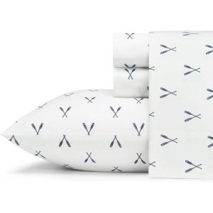imageEddie Bauer  Twin Sheet Set Cotton Percale Bedding Set Crisp ampamp Cool Home Decor Dorm Room Essentials Animal Tracks White TwinEddies Oar WhiteNavy