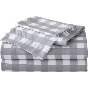 imageEddie Bauer  Twin Sheet Set Cotton Percale Bedding Set Crisp ampamp Cool Home Decor Dorm Room Essentials Animal Tracks White TwinLakehouse Plaid GreyWhite